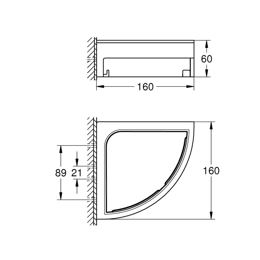 GROHE 41106000 - Nurga duširiiul START CUBE 16 cm läikiv kroom