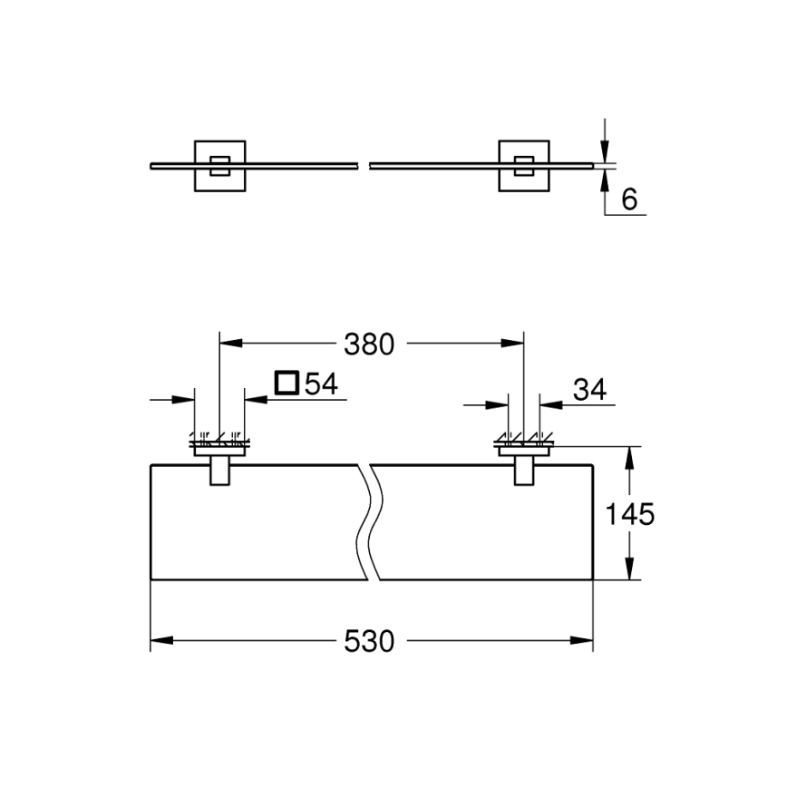 GROHE 41109000 - Klaasriiul START CUBE 530 mm läikiv kroom