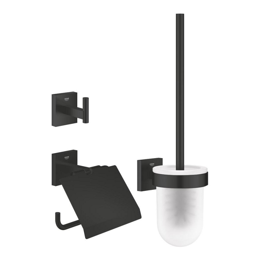 GROHE 411232430 - ESSENTIALS 3-ühes WC-tarvikute komplekt, must