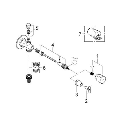 GROHE 41208000 - EUROTEC seinale paigaldatav välisventiil DN 15, läikiv kroom
