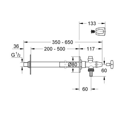 GROHE 41208000 - EUROTEC seinale paigaldatav välisventiil DN 15, läikiv kroom