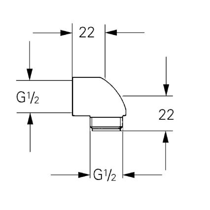 GROHE 45304000 - Dušiküünarnukk DN 15 × DN 15, läikiv kroom