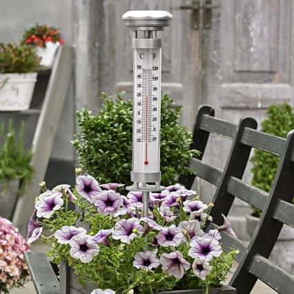 Grundig 89640 - LED päikeselamp termomeetriga LED/1,2V 600 mAh IP44