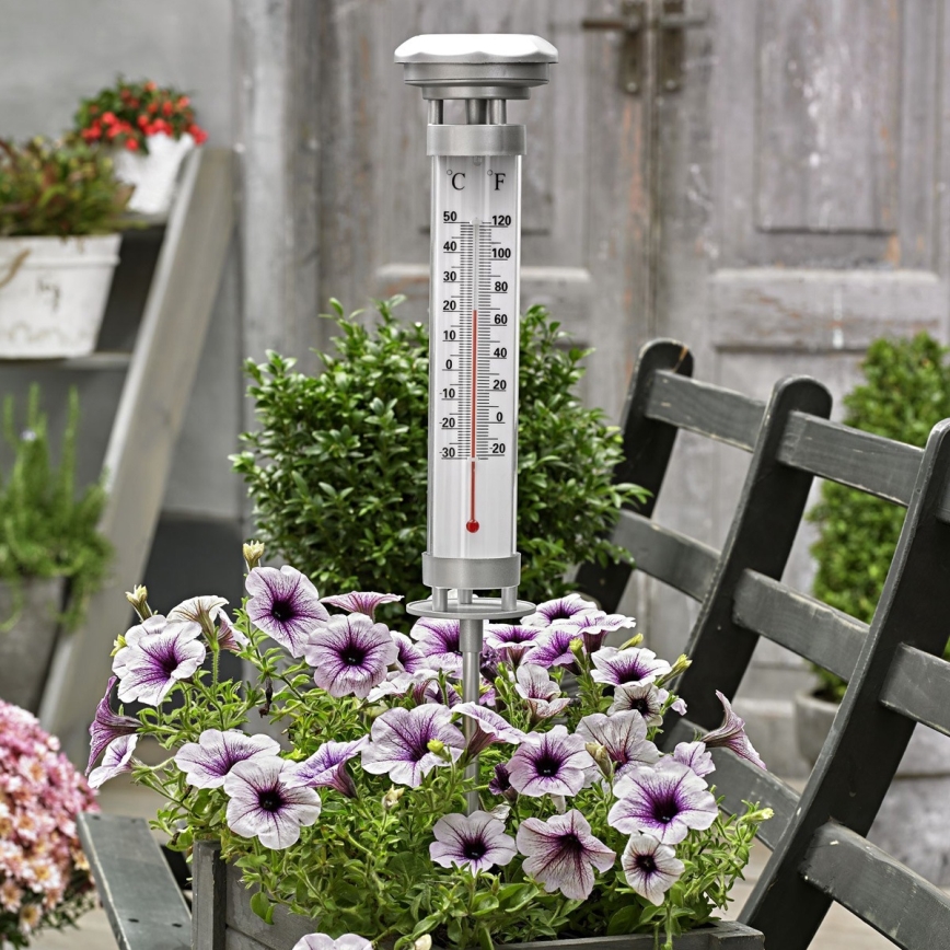 Grundig 89640 - LED päikeselamp termomeetriga LED/1,2V 600 mAh IP44