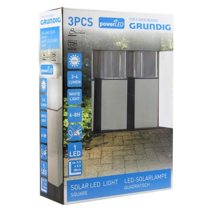 Grundig 90048 - KOMPLEKT 3x Päiksepatareiga valgusti LED/5,5x28cm 1xAAA 600 mAh