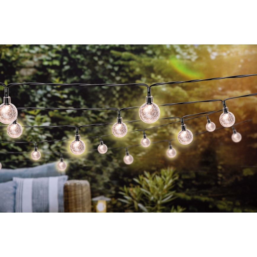Grundig - Hämardatav päikeseenergial töötav LED-valguskett 50xLED/8 funktsiooni 9,35m soe valge 1200 mAh IP44 + kaugjuhtimispult