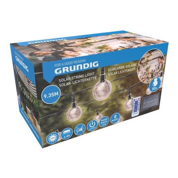 Grundig - Hämardatav päikeseenergial töötav LED-valguskett 50xLED/8 funktsiooni 9,35m soe valge 1200 mAh IP44 + kaugjuhtimispult