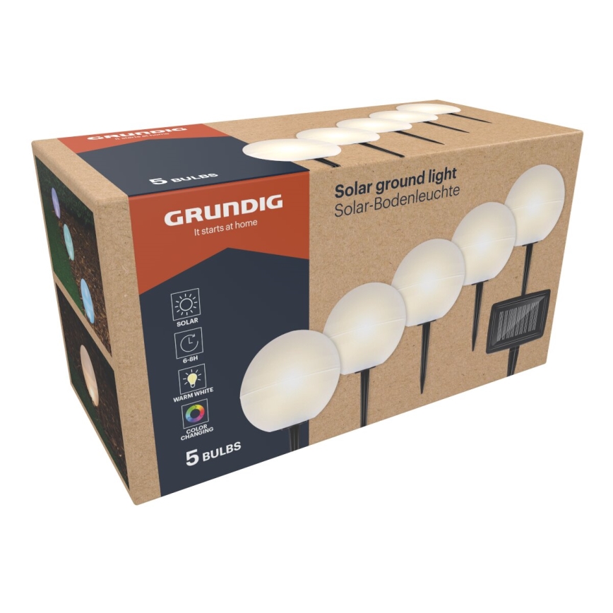 Grundig - KOMPLEKT 5x LED RGBW  Päikesepaneeliga valgusti LED/3,2V IP44