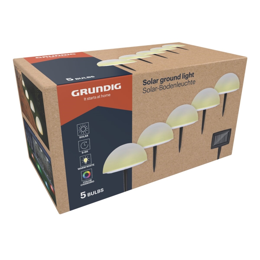 Grundig - KOMPLEKT 5x LED RGBW Päikesepaneeliga valgusti LED/3,2V IP44