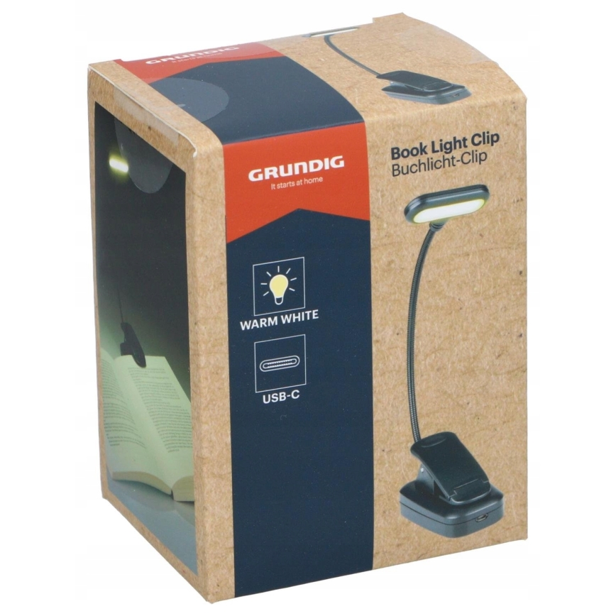 Grundig - Laetav LED-laualamp klambriga LED/5V 400 mAh must