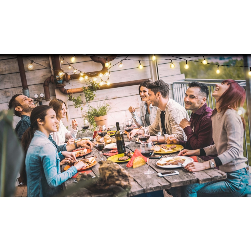 Grundig - LED reguleeritav päikesevalguse ahel 50xLED/8 funktsiooni 9,35m soe valge 1200 mAh + puldiga
