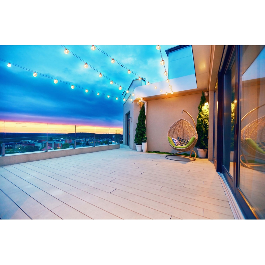 Grundig - LED reguleeritav päikesevalguse ahel 50xLED/8 funktsiooni 9,35m soe valge 1200 mAh + puldiga