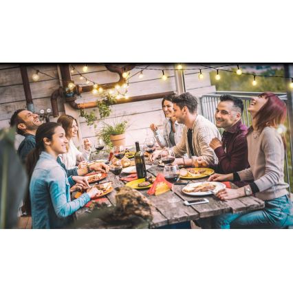 Grundig - LED Hämardatav päikesepaneeliga valguskett 50xLED/8 funktsiooni 9,35m soe valge + kaugjuhtimispult
