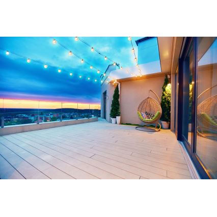 Grundig - LED Hämardatav päikesepaneeliga valguskett 50xLED/8 funktsiooni 9,35m soe valge + kaugjuhtimispult