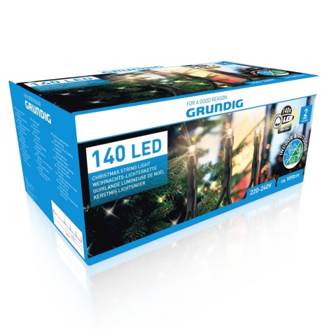 Grundig - LED Jõuluteemaline väli valguskett 140xLED 18,9m IP44 soe valge