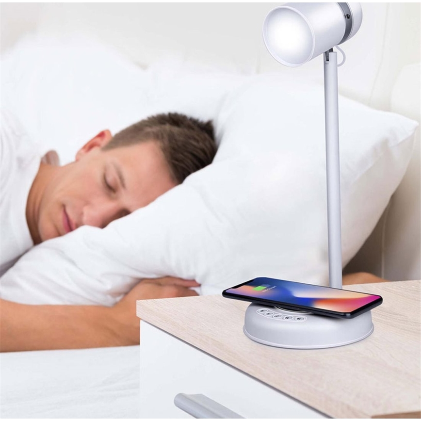 Grundig - 3-ühes LED lauavalgusti juhtmevaba laadimisega ja kõlariga LED/15W/5V