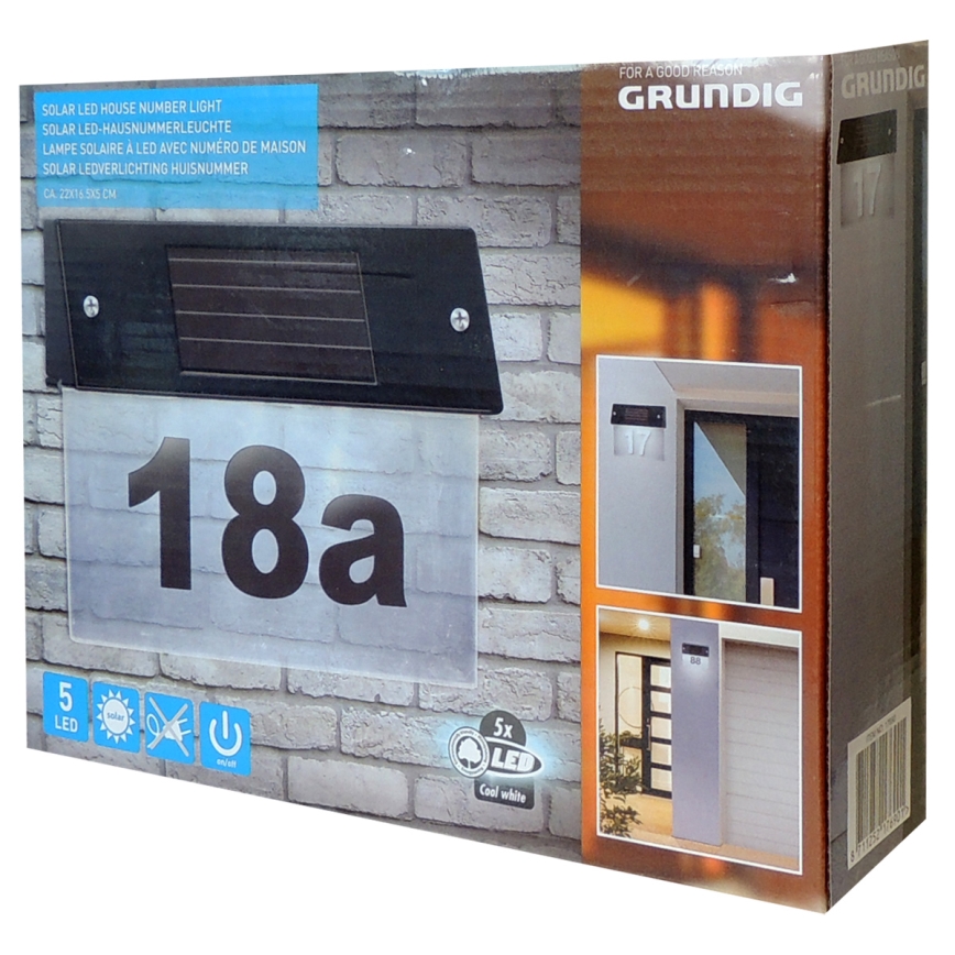 Grundig - LED päikeseenergial töötav majanumber LED/1,2V 600 mAh IP44