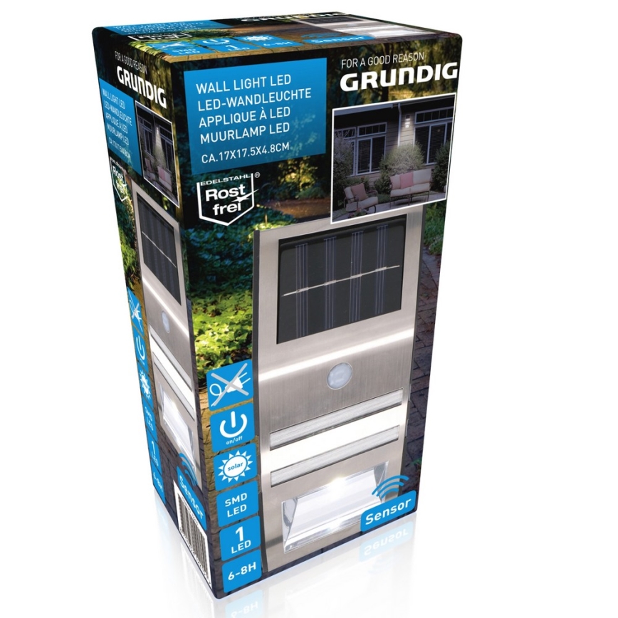 Grundig - LED Päikesepaneeliga seinavalgusti koos anduriga LED/1xAA 600mAh IP64