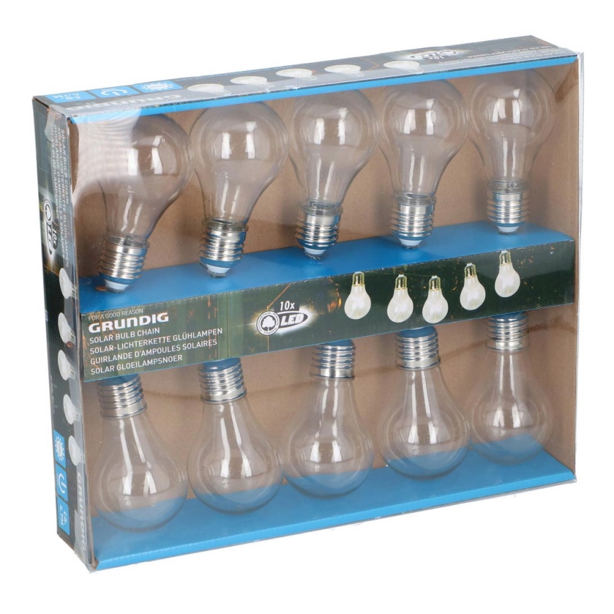 Grundig - LED Päikesepaneeliga valgusketi pirnid 10xLED/1xAA 600 mAh