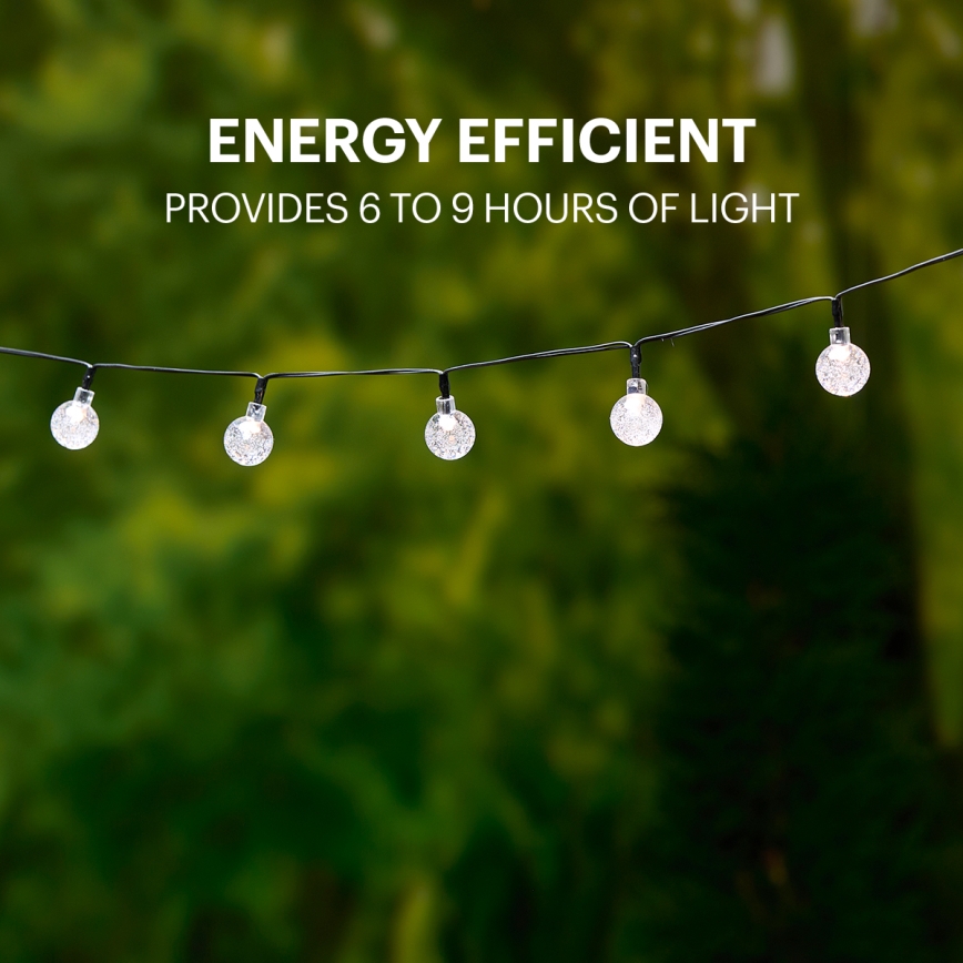 Grundig - LED päikesepaneeliga valguskett 50xLED/8 funktsiooni 6,9m soe valge