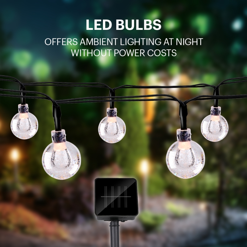 Grundig - LED päikesepaneeliga valguskett 50xLED/8 funktsiooni 6,9m soe valge