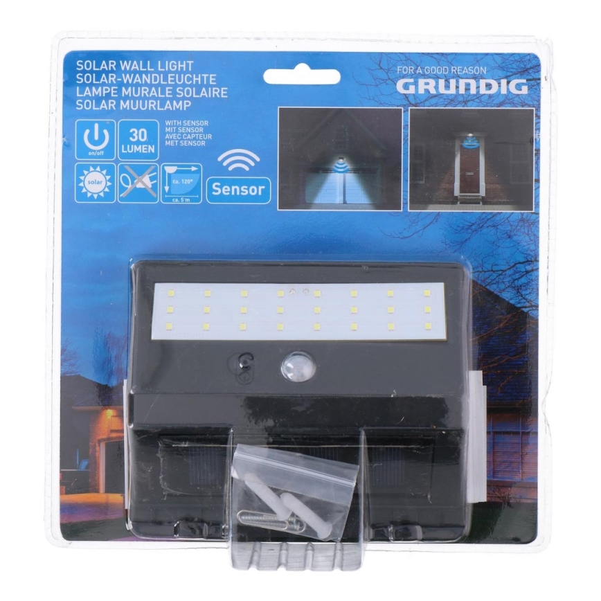 Grundig - LED Päikesepaneeliga valgusti anduriga 1xLED/0,25W/1xAA 300 mAh