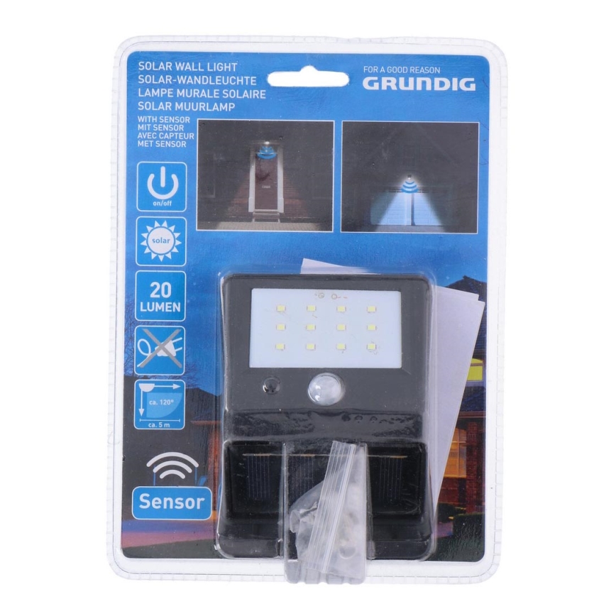 Grundig - LED Päikesepaneeliga valgusti anduriga 1xLED/0,25W/1xAA 600 mAh