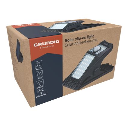 Grundig - LED päikesevalgusti liikumis- ja hämarustundlikuga CLIP-ON LED/9W/3,7V 1500 mAh IP44