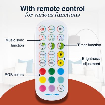 Grundig - LED RGBW hämardatav põrandalamp LED/6W/230V + kaugjuhtimispult