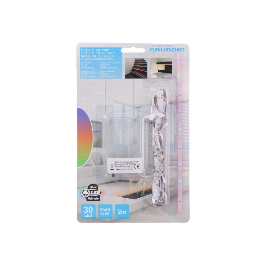 Grundig - LED Riba 2m LED/3xAA mitmevärviline