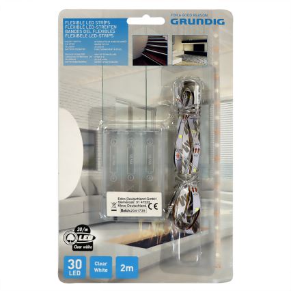 Grundig - LED Riba 2m LED/3xAA päevavalguse valge