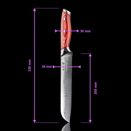 Gudaro - Damaskterasest leivanuga KENSHO 8, 67-kihiline teras, pikkus 20 cm