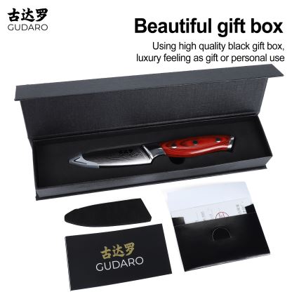 Gudaro - Damaskterasest kööginuga KENSHO 3,5, 67-kihiline teras, pikkus 9,5 cm