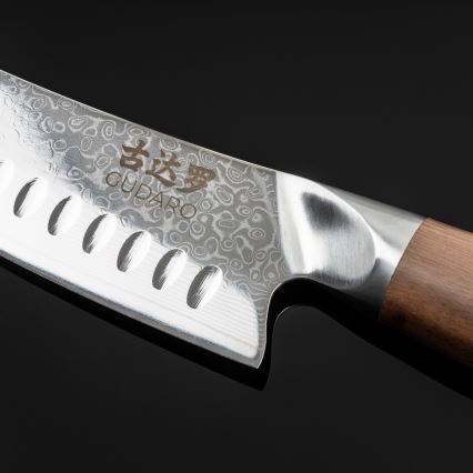 Gudaro - damastterasest Santoku kööginuga TAKUMI 7, 67-kihiline teras, tera pikkus 17,5 cm, pähklipuidust käepide