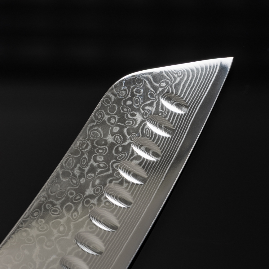 Gudaro - damastterasest Santoku kööginuga TAKUMI 7, 67-kihiline teras, tera pikkus 17,5 cm, pähklipuidust käepide