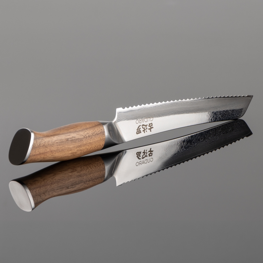Gudaro - Damaskterasest leivanuga TAKUMI 8, 67-kihiline teras, pikkus 20 cm, pähkel