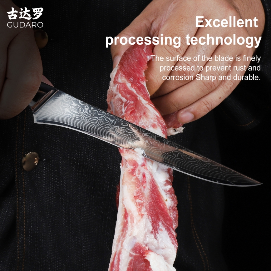 Gudaro - Damaskterasest luunuga KENSHO 6, 67 kihti terast, tera pikkus 15 cm