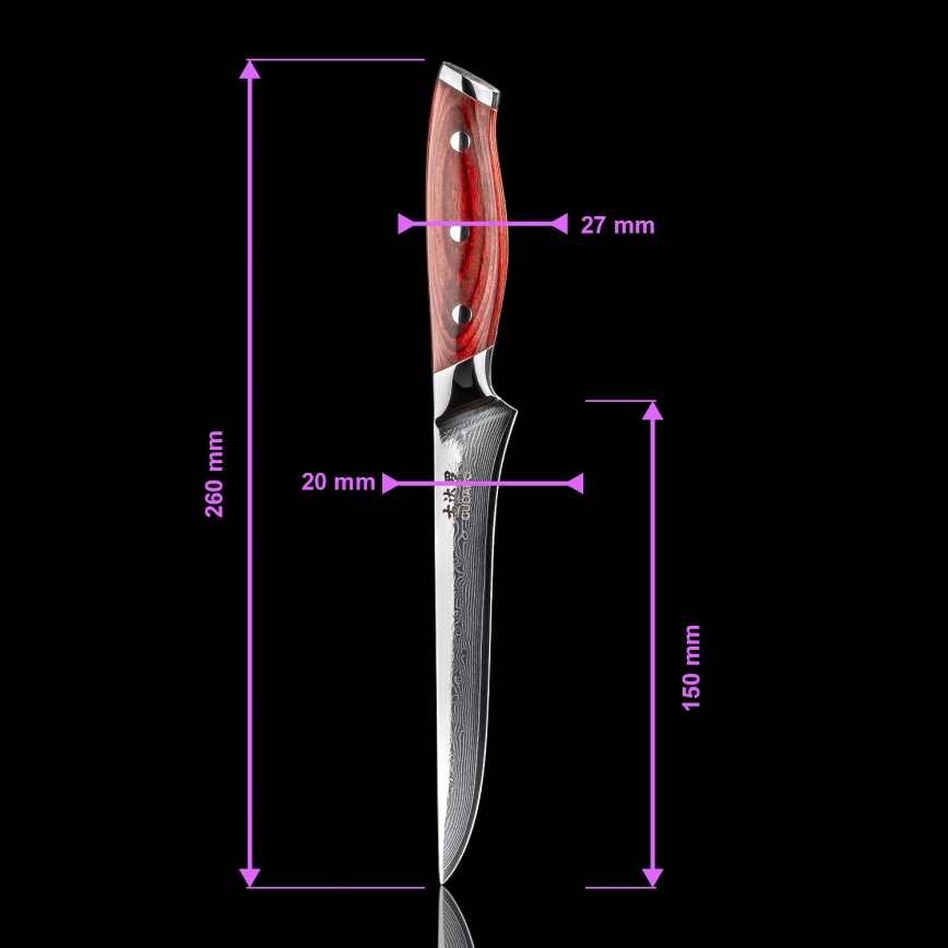Gudaro - Damaskterasest luunuga KENSHO 6, 67 kihti terast, tera pikkus 15 cm