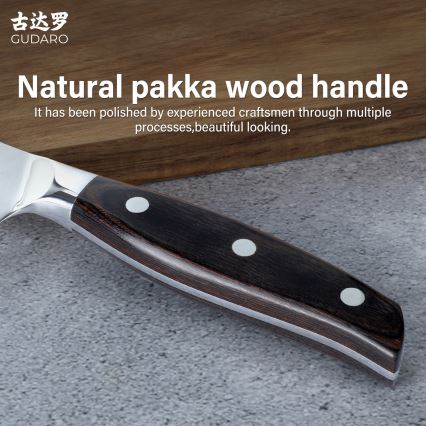 Gudaro - Damaskterasest peakoka nuga SHIRO 8, 67 kihiga, tera pikkus 20 cm