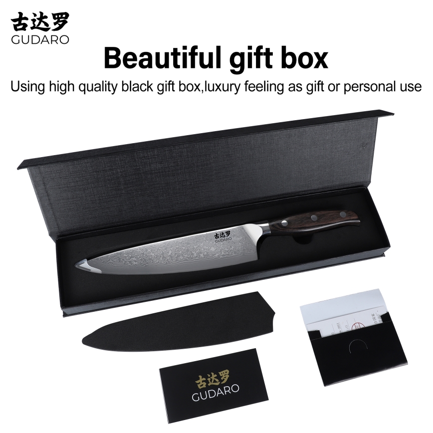 Gudaro - Damaskterasest peakoka nuga SHIRO 8, 67 kihiga, tera pikkus 20 cm