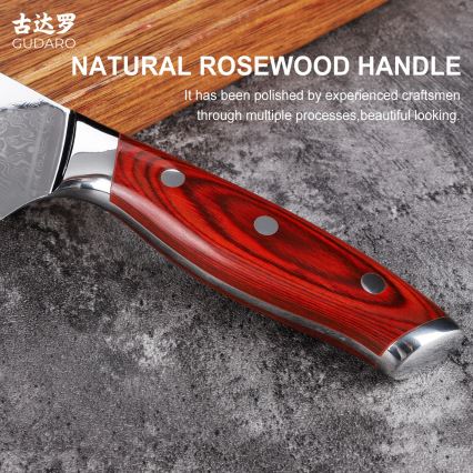 Gudaro - damastterasest Santoku kööknuga KENSHO 7, 67-kihtne teras, pikkus 17,5 cm