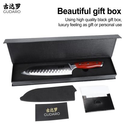 Gudaro - damastterasest Santoku kööknuga KENSHO 7, 67-kihtne teras, pikkus 17,5 cm