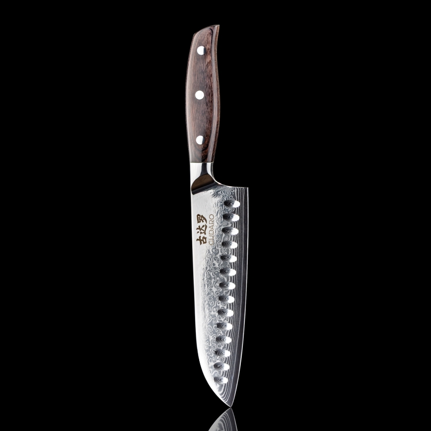 Gudaro - damaskusest Santoku kööginuga SHIRO 7, 67-kihiline teras, tera pikkus 17,5 cm