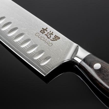 Gudaro - damaskusest Santoku kööginuga SHIRO 7, 67-kihiline teras, tera pikkus 17,5 cm