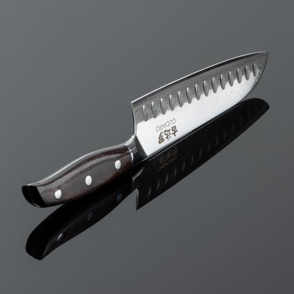 Gudaro - damaskusest Santoku kööginuga SHIRO 7, 67-kihiline teras, tera pikkus 17,5 cm