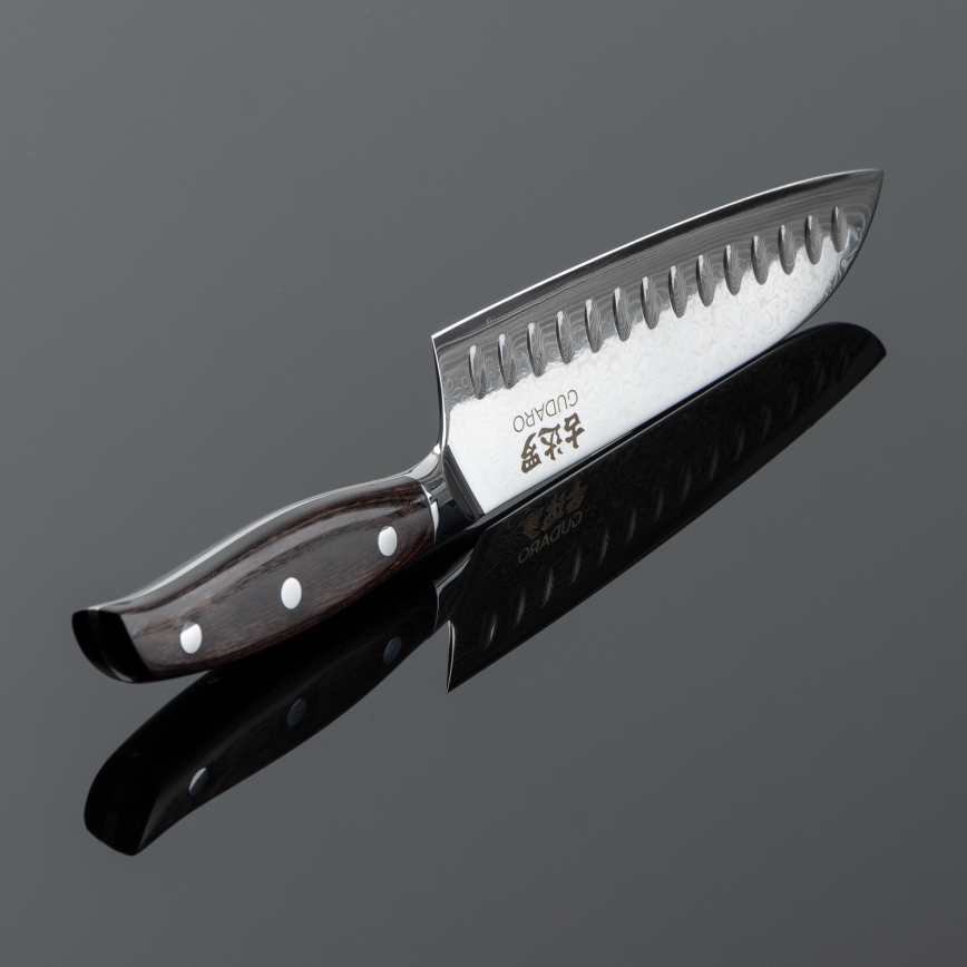 Gudaro - damaskusest Santoku kööginuga SHIRO 7, 67-kihiline teras, tera pikkus 17,5 cm