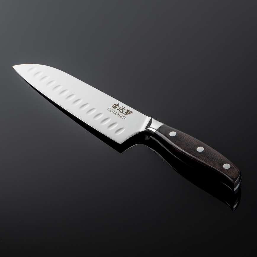 Gudaro - damaskusest Santoku kööginuga SHIRO 7, 67-kihiline teras, tera pikkus 17,5 cm