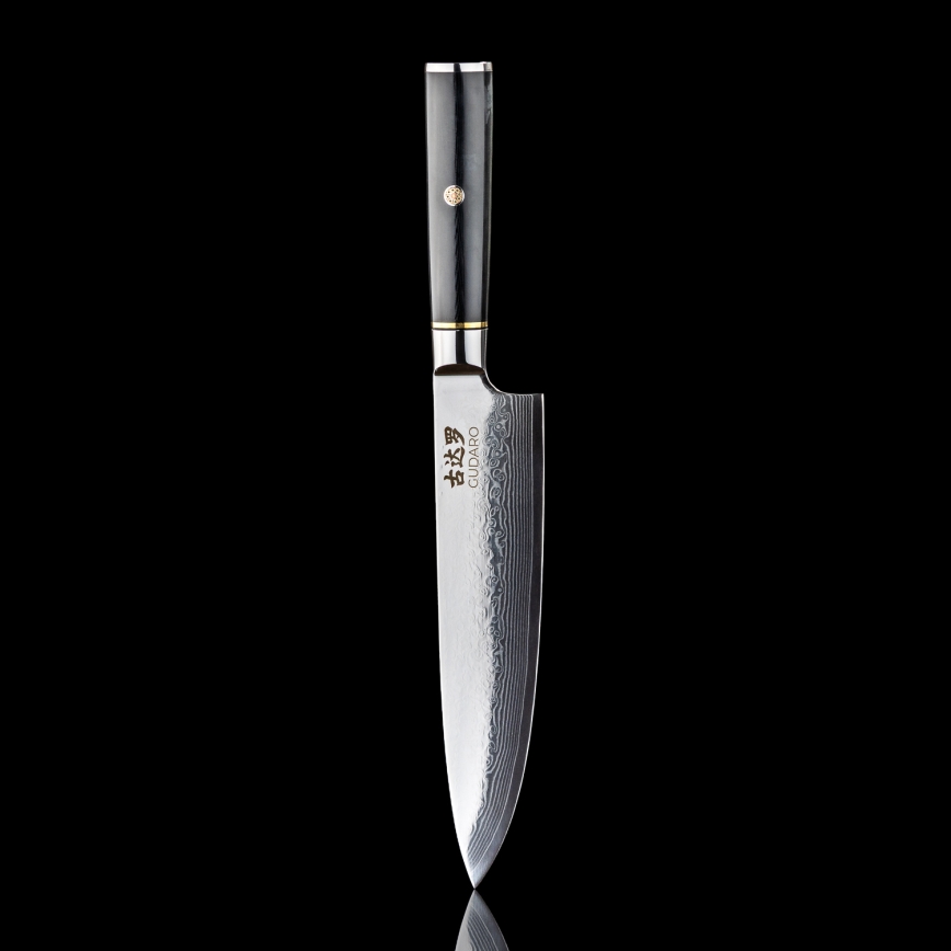 Gudaro - AKIRO 8, damaaskuse peakoka nuga, 67-kihiline teras, tera pikkus 20 cm, must