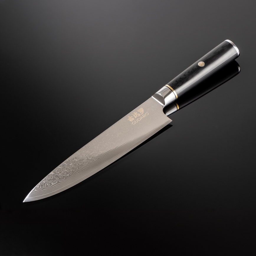 Gudaro - AKIRO 8, damaaskuse peakoka nuga, 67-kihiline teras, tera pikkus 20 cm, must