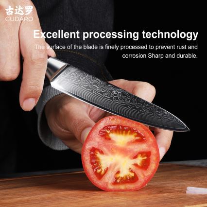 Gudaro - damaaskterasast universaalne kööginuga KENSHO 5, 67 kihiga teras, pikkus 12,5 cm